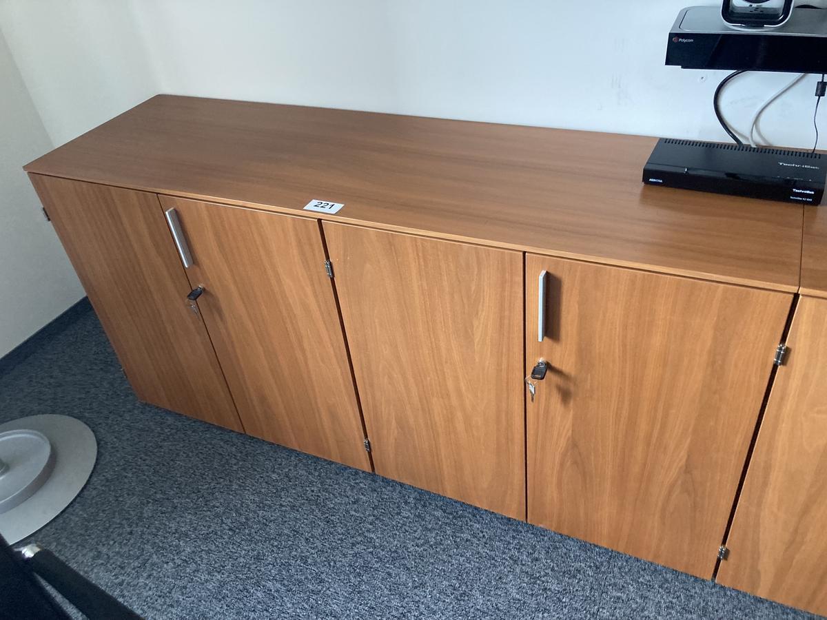 2teilige Aktenschrank-Kombination mit 4 Flügeltüren, ca. 160 x 45 x 80 cm, Platte durchgehend